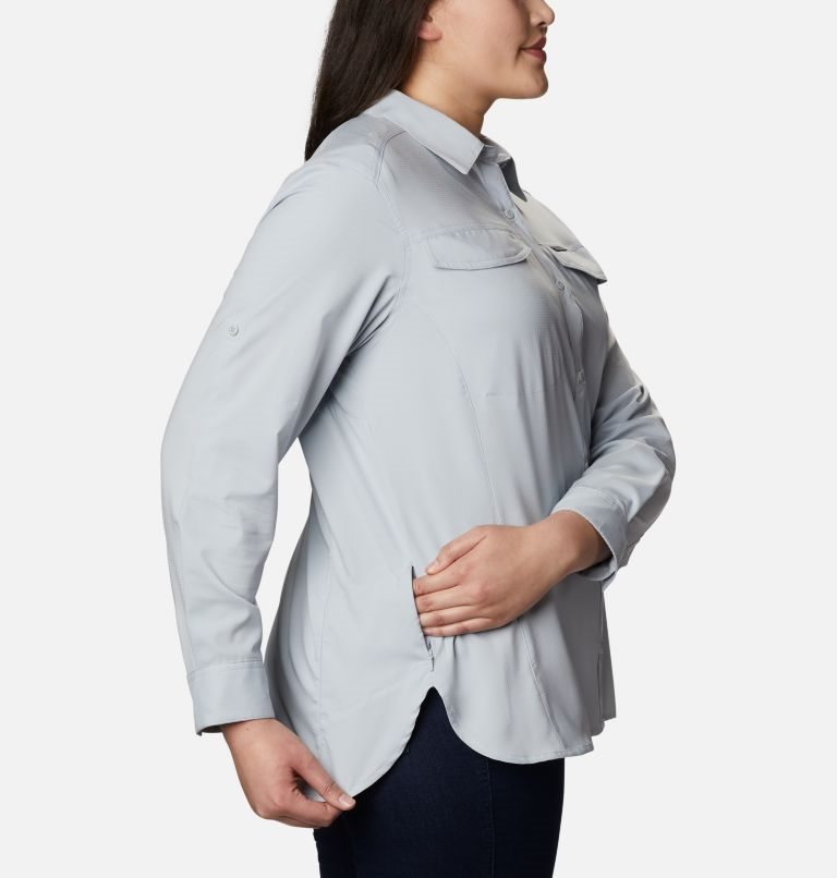 Women's Columbia Silver Ridge Lite Long Sleeve Shirts Light Grey | Plus Size CA-PLC31